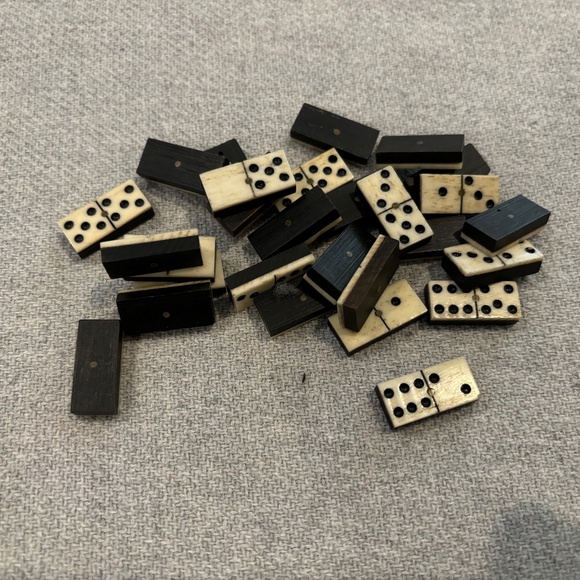 19th Century Civil War Era Mini Bone and Ebony Dominos 28 Complete Piece Set - Picture 3 of 8